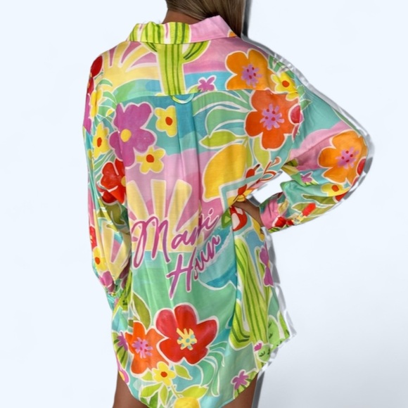 New Spell x Free People Floral Tutti Fruitti XS, S, M Pink Button Shirtdress - Picture 10 of 15